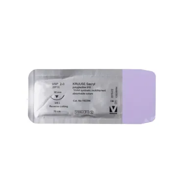 Veteriner Sacryl İplik. No:2/0. 70 cm. 30 mm 3/8 Keskin İynəli. 18/pk – KRUUSE