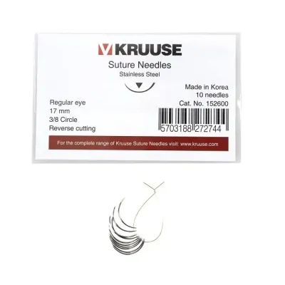 Kruuse-Vet Sütür İğnesi. Regular Eye. 3/8. Keskin. 17 mm. 10/pk
