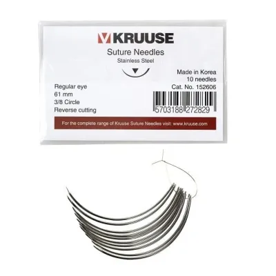 Sütür İğnesi Regular Eye 3/8 Keskin 61 mm 10/pk – KRUUSE
