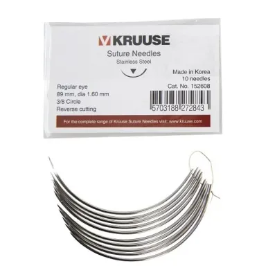 Farm & Veterinary: Sutur Needle Regular Eye 3/8 Keskin 89 mm x 1.6 mm 10/pk