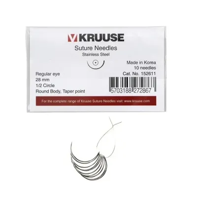 Kruuse-Vet Sütür İğnesi. Regular Eye. 1/2. Yuvarlak. 28 mm. 10/pk
