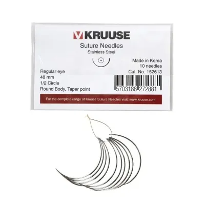 Kruuse-Vet Sütür İğnesi. Regular Eye. 1/2. Yuvarlak. 48 mm. 10/pk