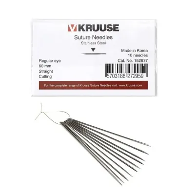 Kruuse-Vet Sütür İğnesi. Regular Eye. Düz. Keskin. 60 mm. 10/pk