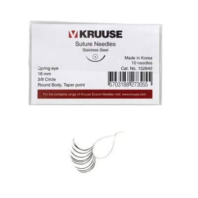 Sütür İğnesi Spring Eye 3/8 Yuvarlak 18 mm 10/pk – KRUUSE