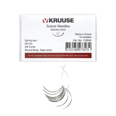 Sütür İğnesi Spring Eye 3/8 Yuvarlak 28 mm 10/pk – KRUUSE