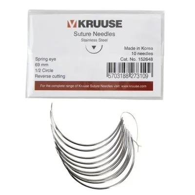Farm & Veterinary: Sutur Needle Spring Eye 1/2 Keskin 69 mm 10/pk