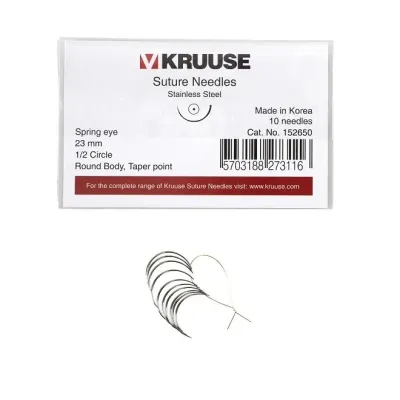 Farm & Veterinary: Kruuse-Vet Sutur Needle. Spring Eye. 1/2. Yuvarlak. 23 mm. 10/pk