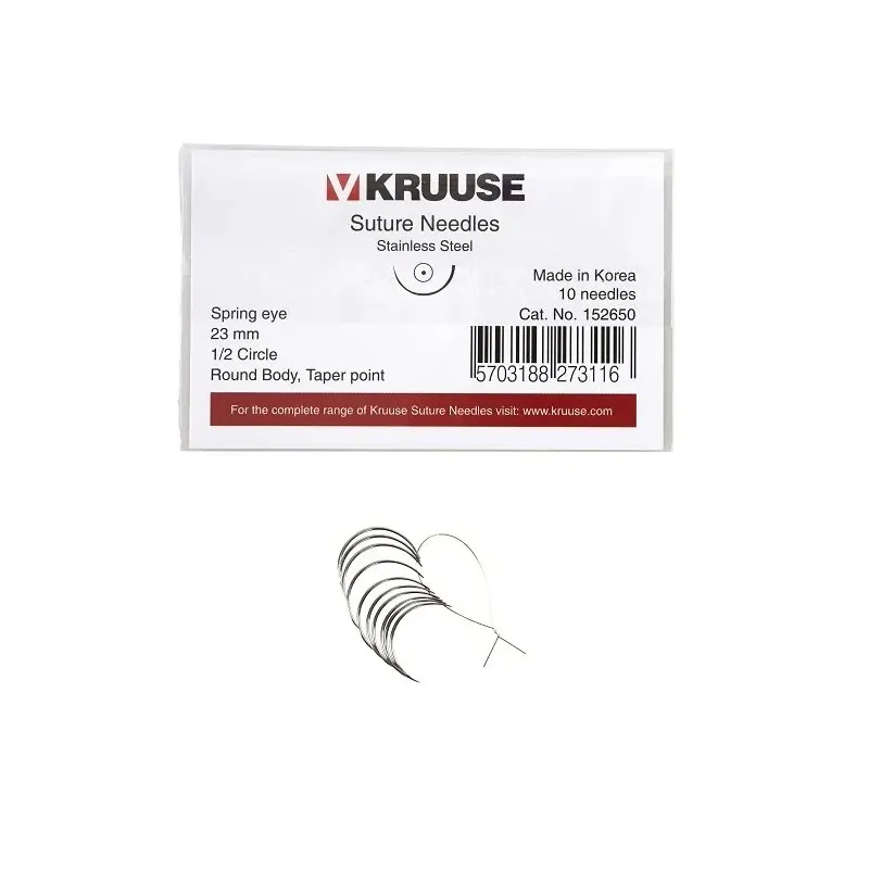 Kruuse-Vet Sütür İğnesi. Spring Eye. 1/2. Yuvarlak. 23 mm. 10/pk