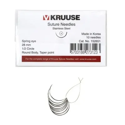 Farm & Veterinary: Sutur Needle Spring Eye 1/2 Yuvarlak 28 mm 10/pk