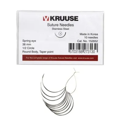 Sütür İğnesi Spring Eye 1/2 Yuvarlak 38 mm 10/pk – KRUUSE