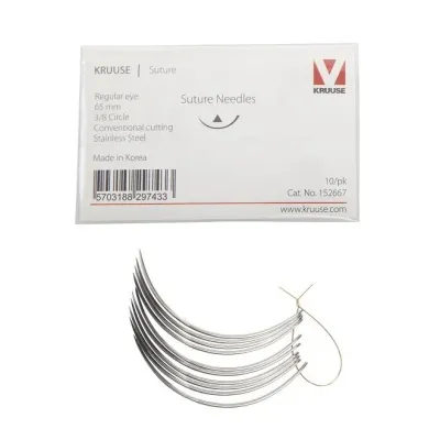 Kruuse-Vet Sütür İğnesi. Regular Eye. 3/8. Keskin. 65 mm. 10/pk