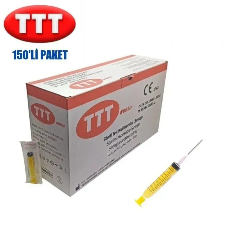 TTT Plastik Şpris. 20 ml. Möhürlənmiş. 18 q Çəhrayı İynə (150 Ədəd)