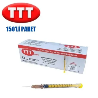 Ferma və Baytarlıq: TTT Plastik İnsülin Enjektörü. 1 ml. 26G (150 Adet)