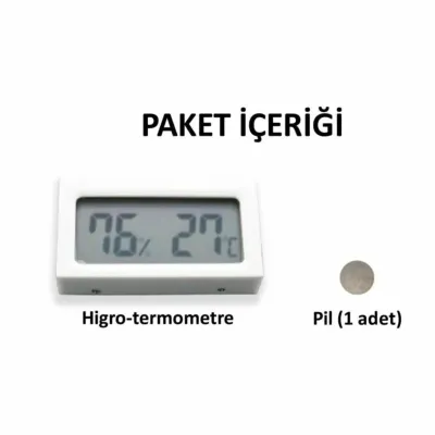 Termometr - Hiqrometr. Rəqəmsal. Ağ (Rütubət və Temperaturu Ölçən) – 