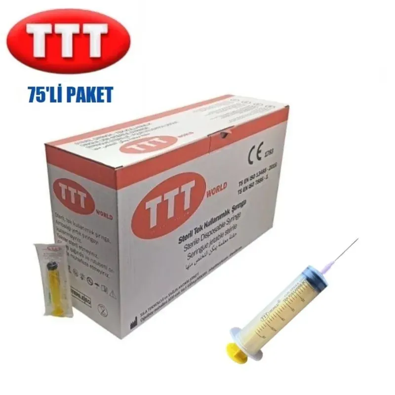 TTT Plastik Enjektör. 50 ml. Contalı. 18G Pembe İğneli ( 75 Adet )