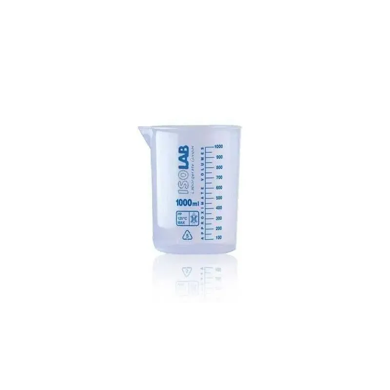 İsolab Ölçü Kabı Beher. Plastik. 1000ml. Mavi Skala