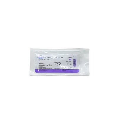 Clinical consumable absorbable PGA thread USP 5/0 16 MM sharp 3/8 75 CM polylactin surgical suture