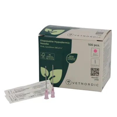 Enjektör iğnesi 18G x 1½ 12x40 mm 100 adet pembe kutulu veteriner iğne ucu
