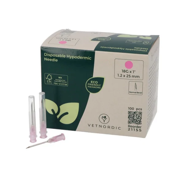 Syringe Needle (18G x 1) 12x25 mm (100 Pieces) Pink
