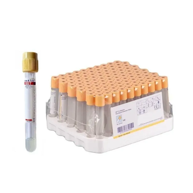 Vakuum Möhürləyici Tüp. 5 ml. Gel ilə doldurulmuş. Sarı Qapaq (100 Ədəd)