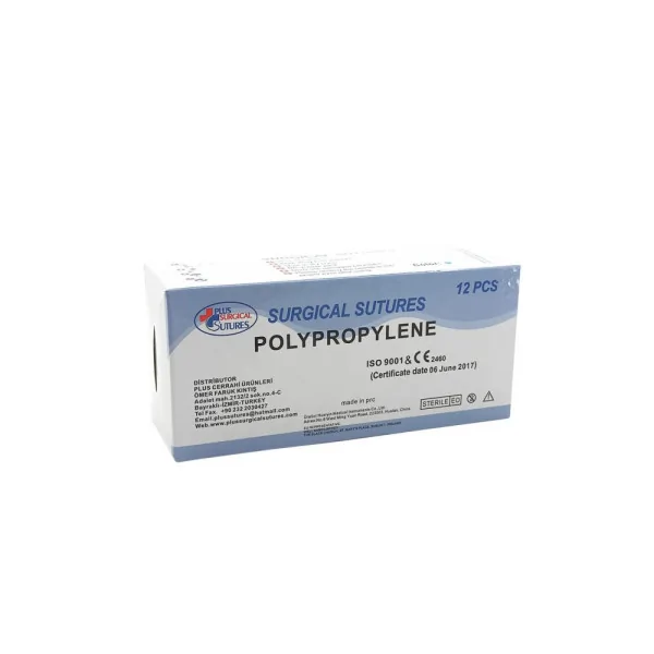 Non-absorbable Polypropylene Thread USP 3/0 24 mm Sharp 3/8 75 cm 12-Pack