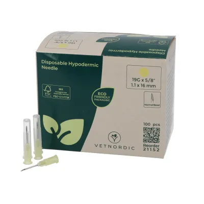 Injector needle 19G x 5/8 11x16 mm 100 pieces in cream box veterinary needle tip