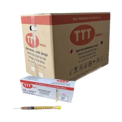 TTT Plastik İnsülin Enjektörü. 1 ml. 26G. 1 Koli ( 3000 Ədəd ) – 