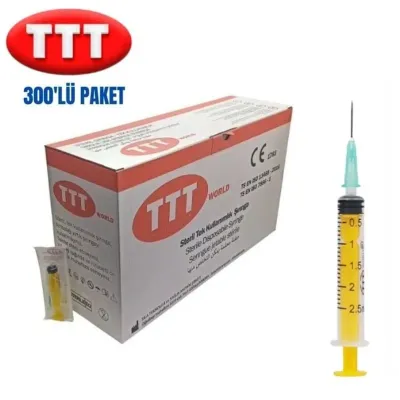 Farm & Veterinary: TTT Plastic Syringe. 2 ml. Gasketed. 21G Green Kisa with Needle ( 300 Pcs)
