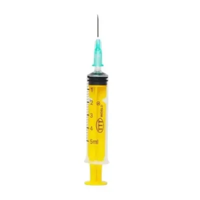 TTT Plastik Şpris. 5 ml. Möhürlənmiş. 21 q Yaşıl Qısa İynə. – 