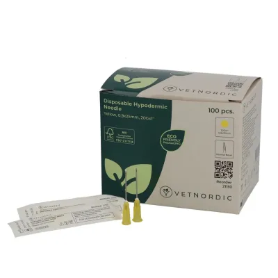 Enjektor iynəsi 20G x 1 09x25 mm 100 ədəd sarı qutu baytarlıq iynə ucu