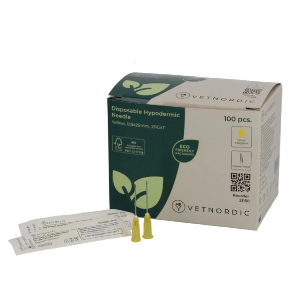 Syringe Needle (20G x 1) 09x25 mm (100 Pieces) Yellow