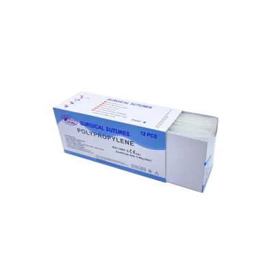  12'li paket emilemeyen POLYPROPYLENE iplik USP 0 40 MM keskin 3/8 75 CM medikal operasyon iğneli dikiş seti