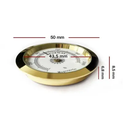 Nem Ölçer Higrometre. Analog. Metal Çerçeve. Sarı-Beyaz. 50 mm