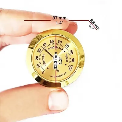 Nem Ölçer Higrometre. Analog. Metal Çerçeve. Sarı. 37 mm