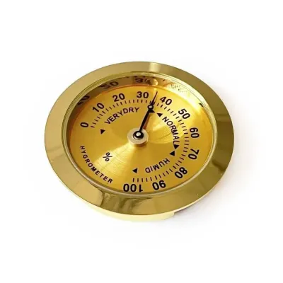Nem Ölçer Higrometre. Analog. Metal Çerçeve. Sarı. 37 mm