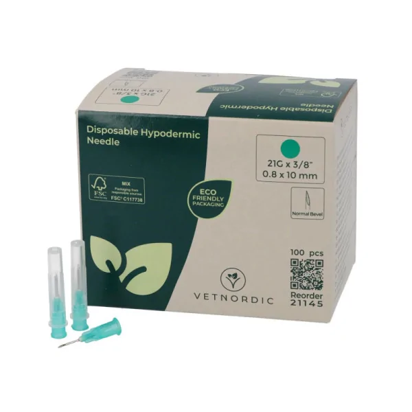 Syringe Needle (21G x 3/8) 08x10 mm (100 Pieces) Green