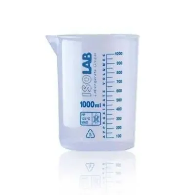 İsolab Ölçü Kabı Beher. Plastik. 1000ml. Mavi Skala