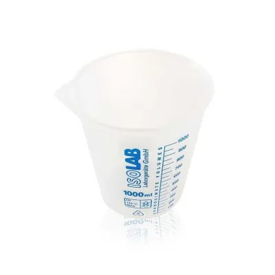 İsolab Ölçü Kabı Beher. Plastik. 1000ml. Mavi Skala