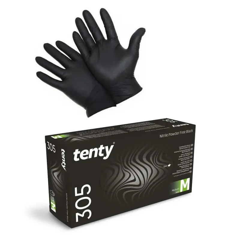 Tenty 305 Nitrilhandschuhe Schwarz Puderfrei (100 Stück)