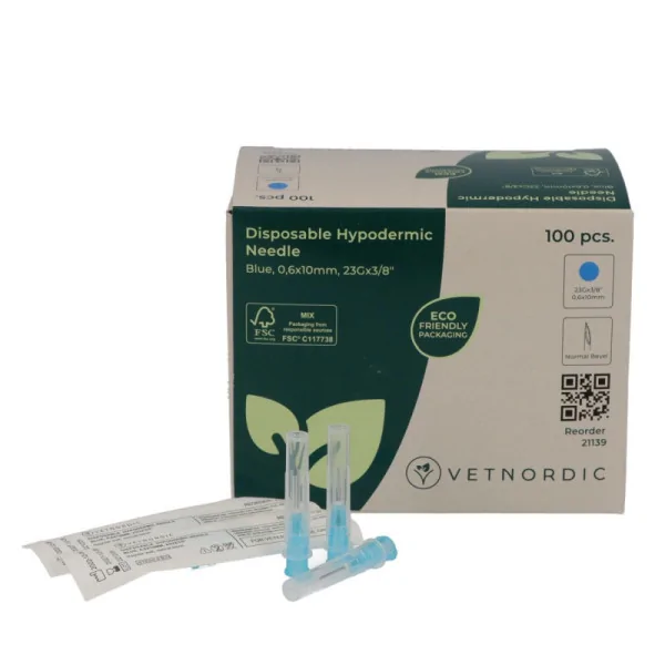 Syringe Needle (23G x 3/8) 06x10 mm (100 Pieces) Blue