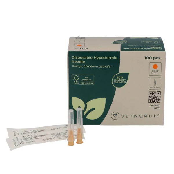 Syringe Needle (25G x 5/8) 05x16 mm (100 Pieces) Orange