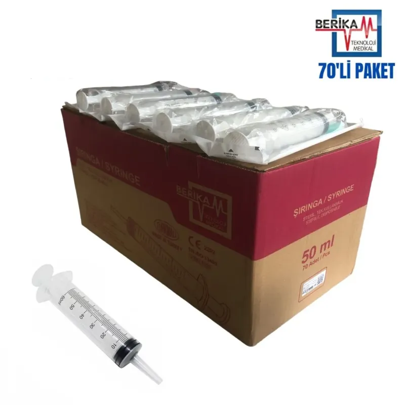 Berika Plastik Qidalandırıcı Şpris. 50 ml. Şam Ucluğu (70 Ədəd)