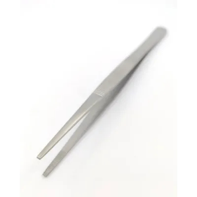 Cerrahi operasyonlarda kullanılan 15 cm boyutunda dişsiz paslanmaz penset