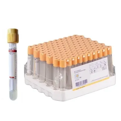 Vakuum Möhürləyici Tüp. 5 ml. Gel ilə doldurulmuş. Sarı Qapaq (100 Ədəd) – 