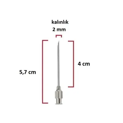 Çelik Şpris İğnesi (14Gx1½) 2 mm çap, 4 cm uzunluk – KRUUSE