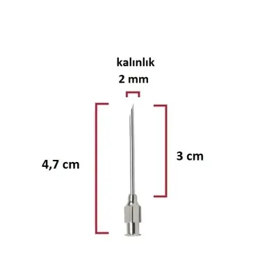 Kruuse Çelik Enjektör İğnesi (14Gx1¼) 2 mm çap, 3 cm uzunluk