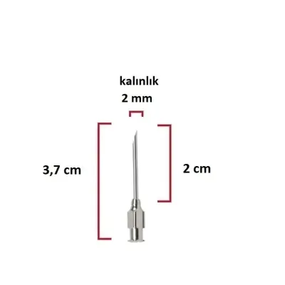 Kruuse Çelik Enjektör İğnesi (14Gx3/4) 2 mm çap, 2 cm uzunluk