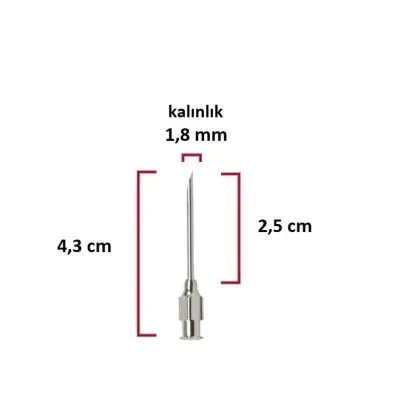 Farm & Veterinary: Celik Syringe Needle (15Gx1) 1.8 mm cap, 2.5 cm uzunluk