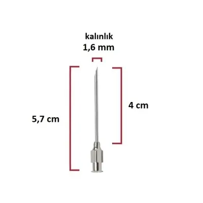 Farm & Veterinary: Kruuse Celik Syringe Needle (16Gx1½) 1.6 mm cap, 4 cm uzunluk
