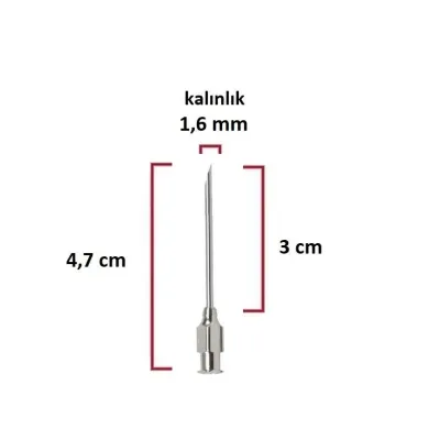 Kruuse Çelik Enjektör İğnesi (16Gx1¼) 1.6 mm çap, 3 cm uzunluk